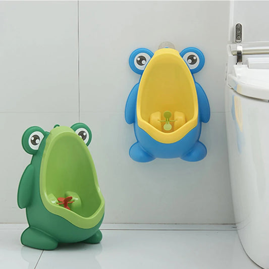 Professional title:  "Wall-Mounted Frog-Shaped Cartoon Baby Toilet Urinal for Boys - Standing Urinal for Potty Training"